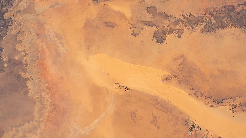 ISS-64 Sahara Desert, Murzuq District in central Libya — Erg Chebbi, Morocco