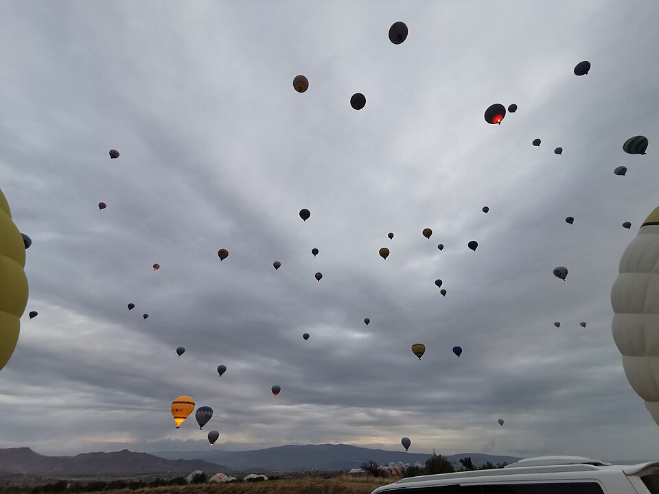 Aerial view of Cappadocia from hot air balloon 01 — Cappadocia, Turkey