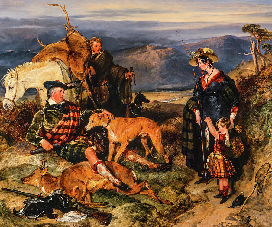 Scene in the Highlands with Portraits of the Duchess of Bedford and Duke of Gordon, by Edw — Highlands, United Kingdom