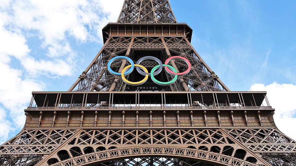 Olympic rings on the Eiffel Tower 2024 (5) — Paris, France