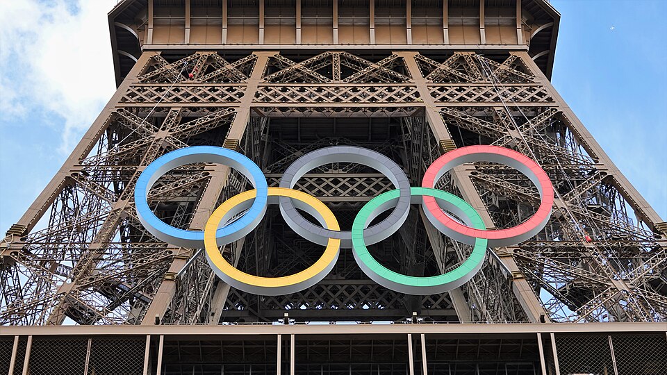 Olympic rings on the Eiffel Tower 2024 (6) — Paris, France