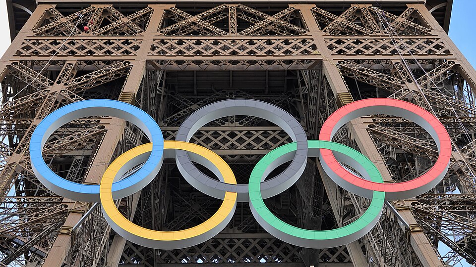Olympic rings on the Eiffel Tower 2024 (7) — Paris, France