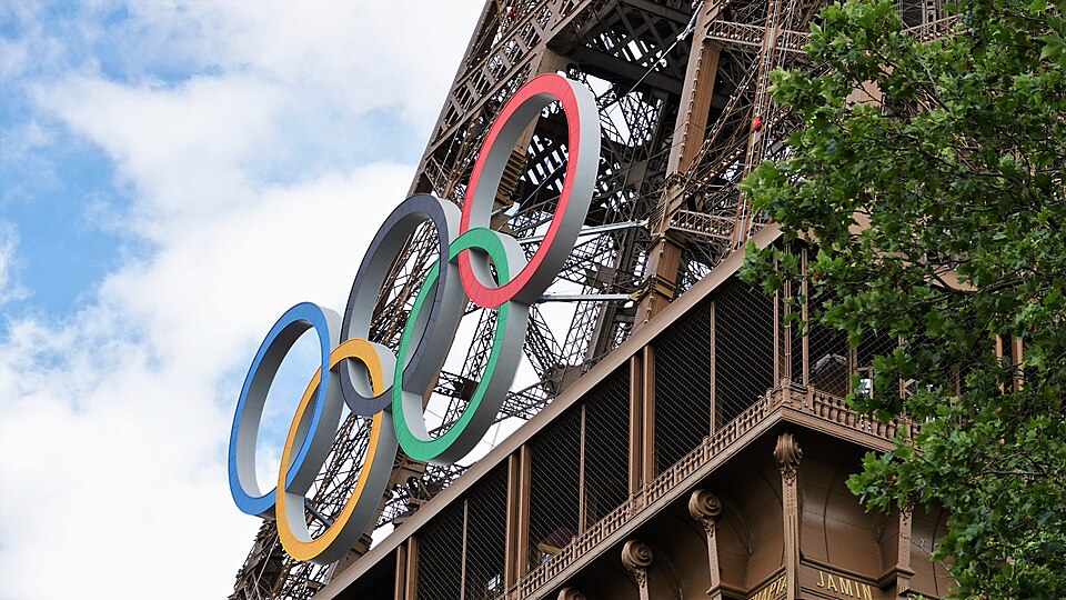 Olympic rings on the Eiffel Tower 2024 (11) — Paris, France