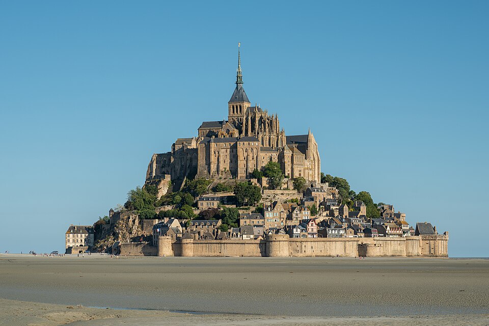 Mont St Michel during low tide (cropped) — Mont Saint-Michel, France