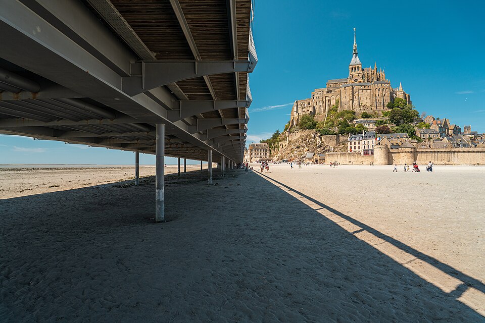 Under the bridge to Mont St Michel — Mont Saint-Michel, France
