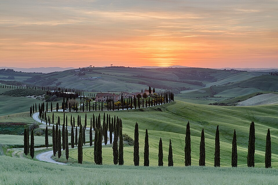 Tuscany View Just After Sunset — Val d'Orcia, Italy