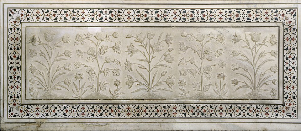 Flowers in marble, Taj Mahal, Agra, India — Agra, India