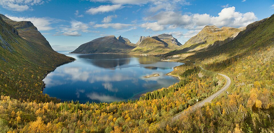 Wide view to Bergsbotn, Senja, Troms, Norway, 2015 September — Geirangerfjord, Norway