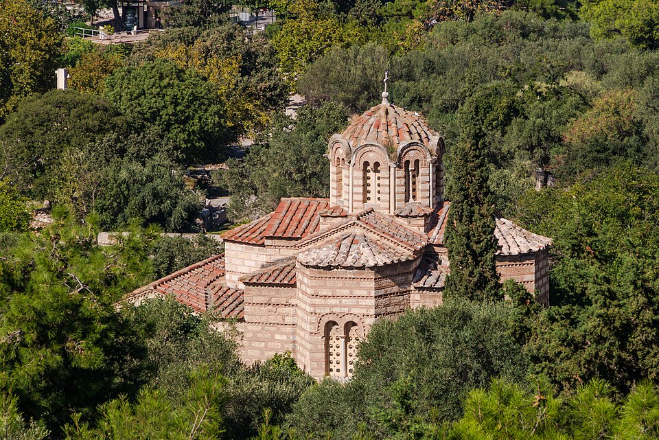 Holy Apostles church ancient agora from Acropolis Athens — Athens, Greece