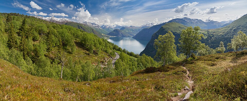 A view towards Norddalsfjorden near Kilsti, Møre og Romsdal, Norway, 2013 June — Geirangerfjord, Norway
