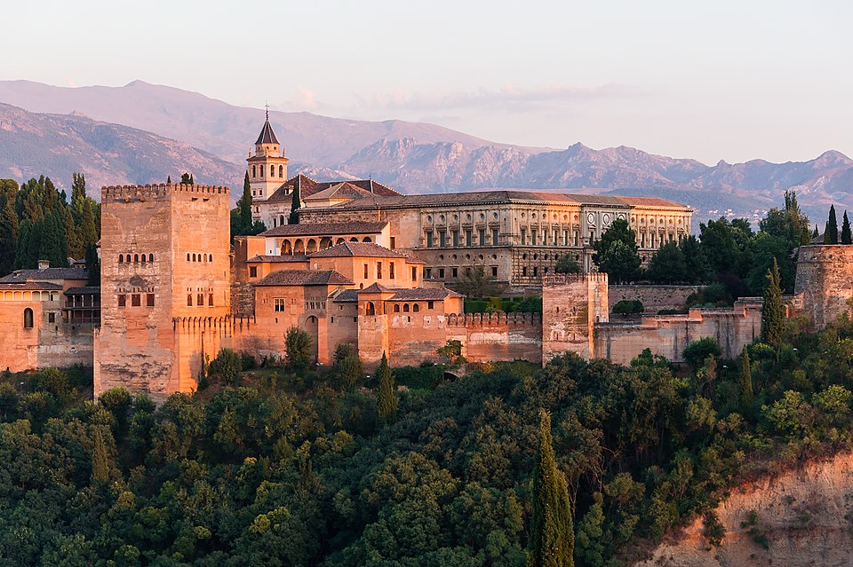 Dawn Charles V Palace Alhambra Granada Andalusia Spain — Granada, Spain