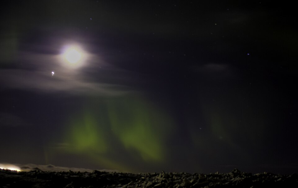 Northern lights and moon - panoramio — Akureyri, Iceland
