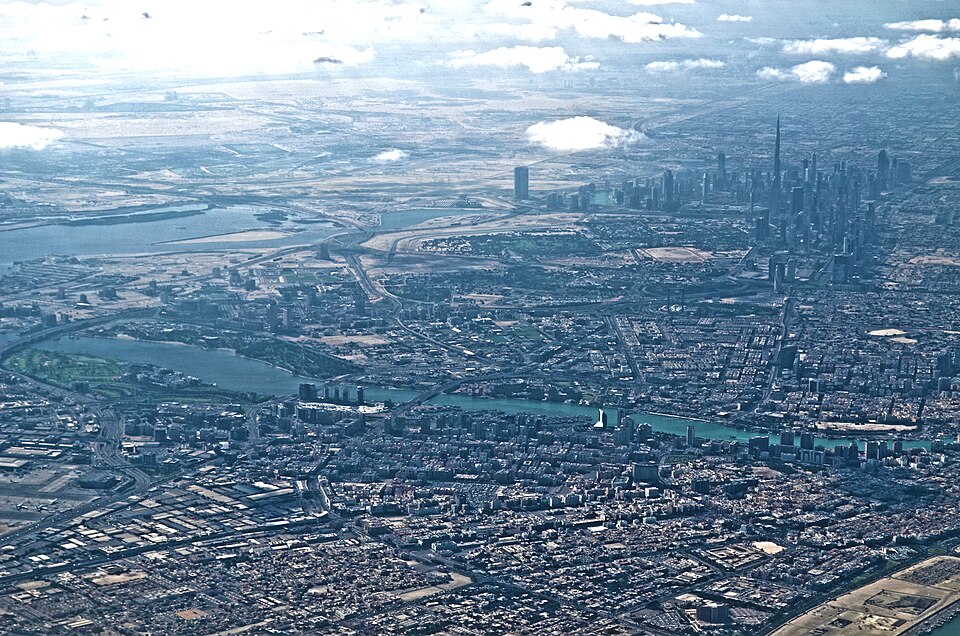 Dubai skyline from an Emirates flight — Dubai, United Arab Emirates