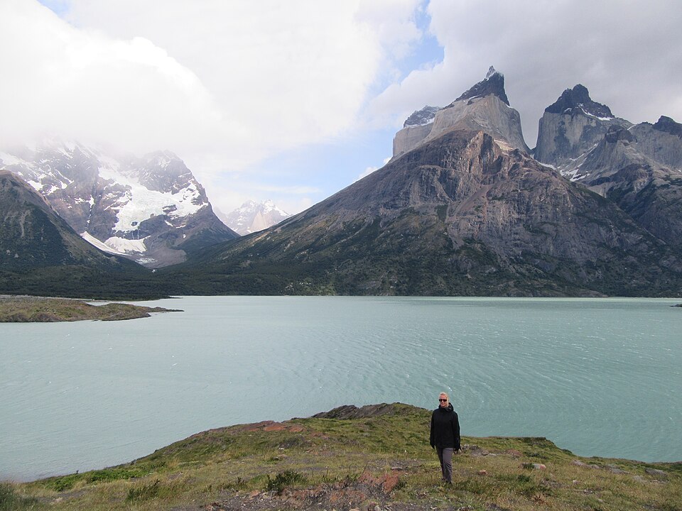 Mandy with Glacier and Cuernos Torres Del Paine National Park Chile — Torres del Paine, Chile
