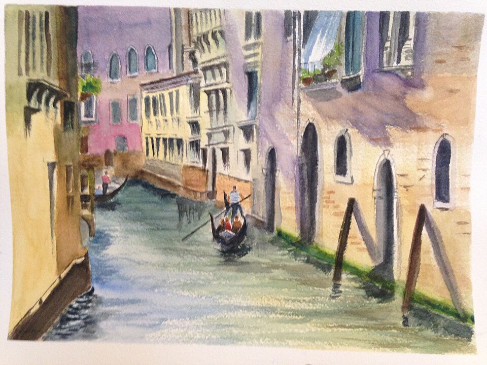 Gondola on Venetian canal with buildings -- 33 of 33 — Venice, Italy