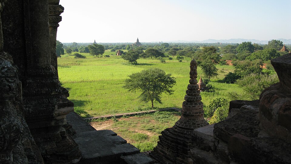 Bagan, Myanmar, Panorama of Bagan as seen from the Minyeingon Temple — Bagan, Myanmar